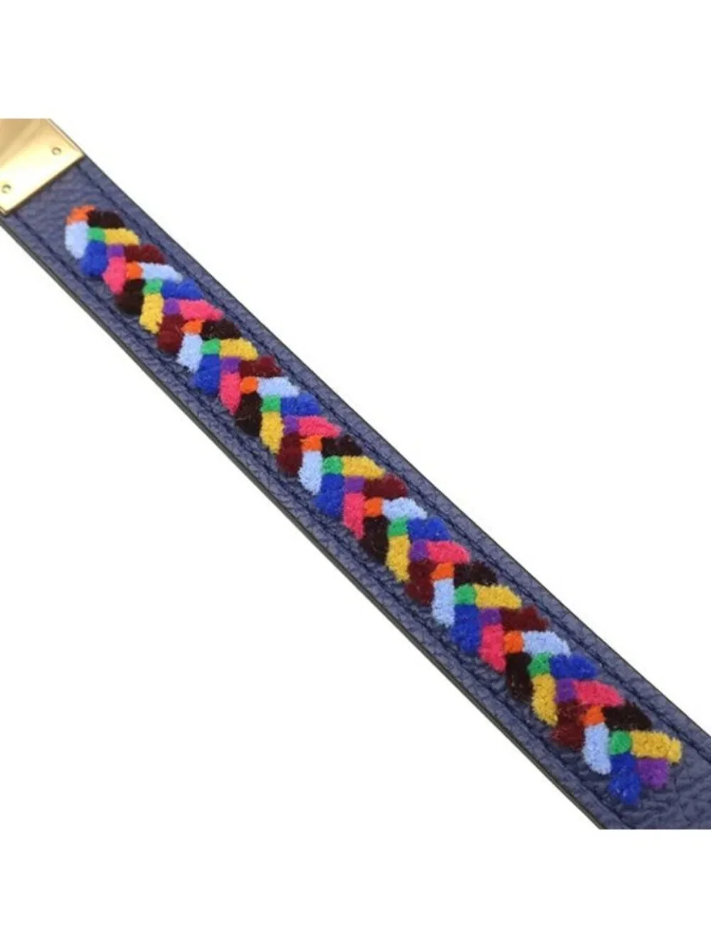 Hermes Belt Kelly Velvet 18 Veau Blue Safel Multicolor Gold Turnlock Slide